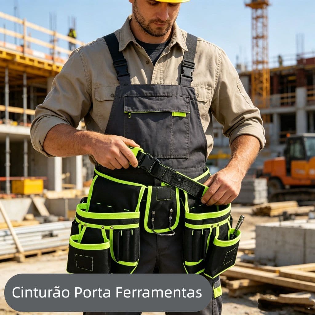 Cinturão Porta Ferramentas 11 Bolsos Multiuso Resistente para Eletricista Carpinteiro Pedreiro