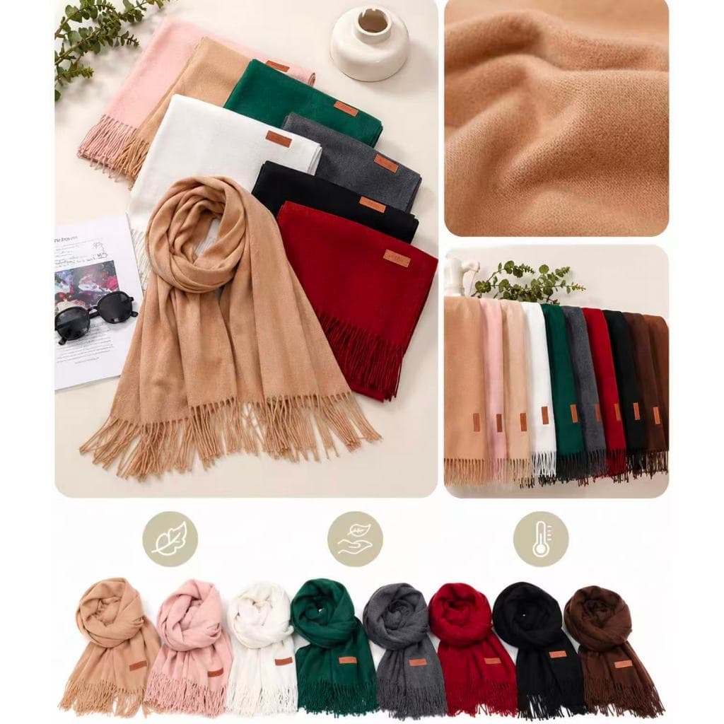 Cachecol Feminino Inverno Elegante Macio Quentinho Com Franjas