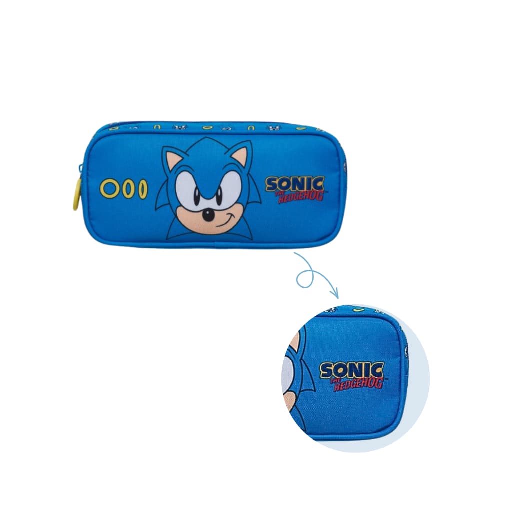 Estojo Escolar Infantill Menino Tiny Azul - Sonic The Hedgehog