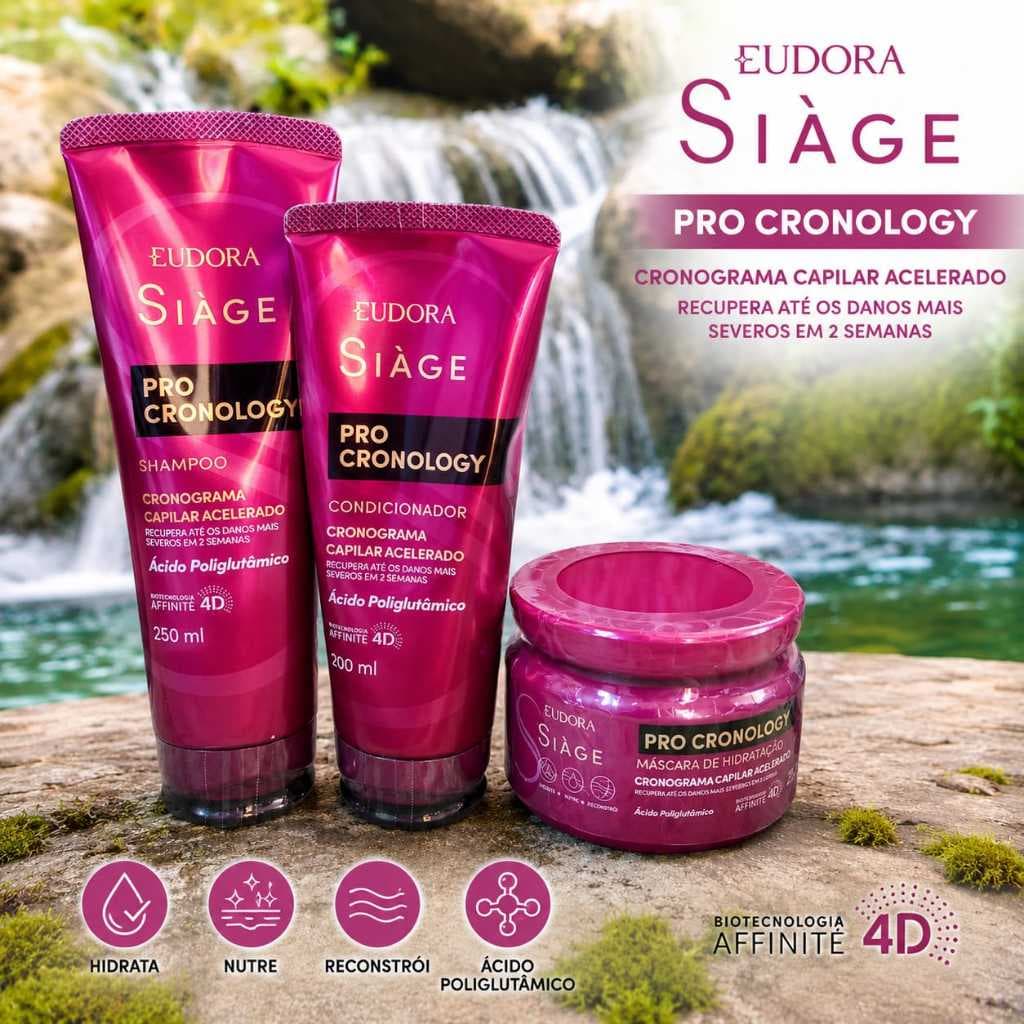 Kit Eudora Siàge Pro Cronology Shampoo + Condicionador + Máscara Cronograma Capilar