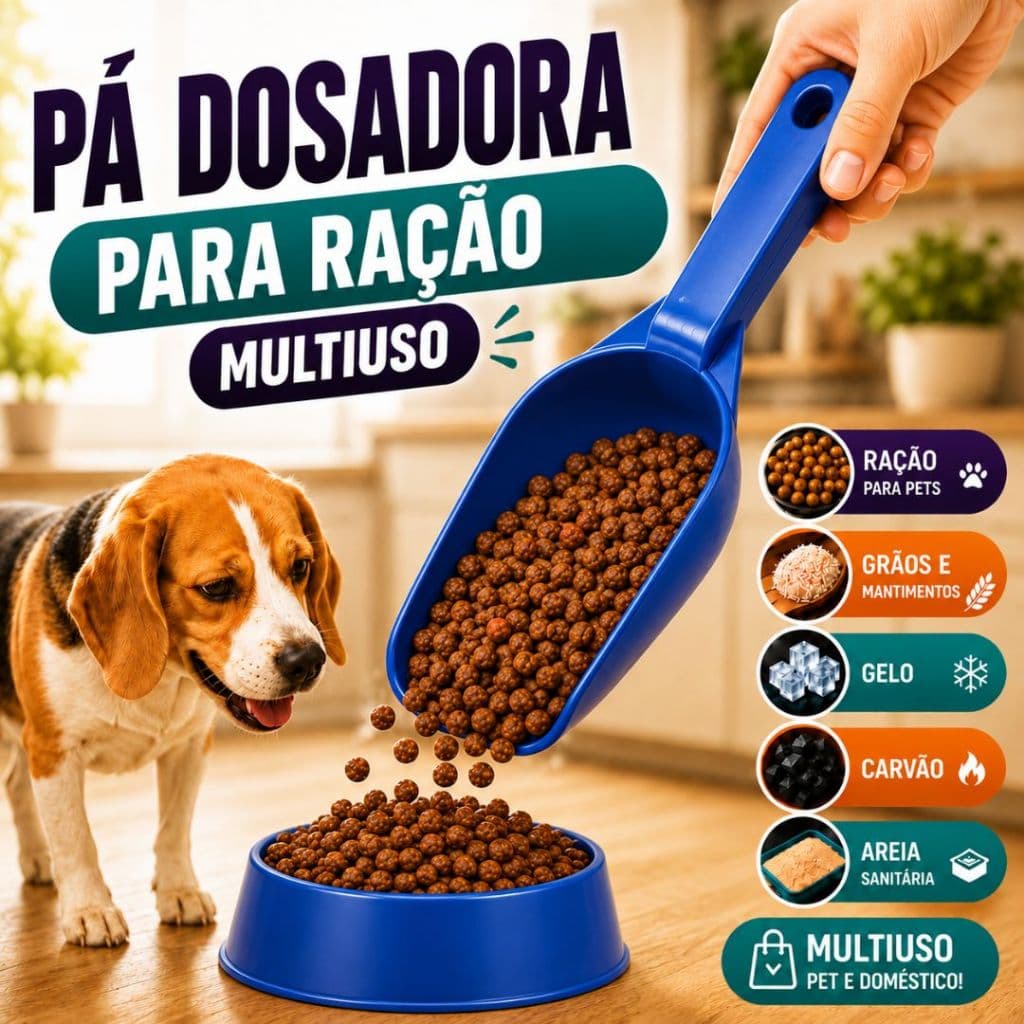 Pá Dosadora Concha para Ração Pet Multiuso 300ml Colher Medidora Cereais Gelo Areia Sanitária