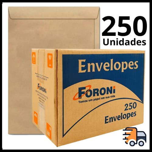 Caixa de Envelope Kraft Pardo Natural A4 Ofício 229X324mm 80g C/ 250 unidades