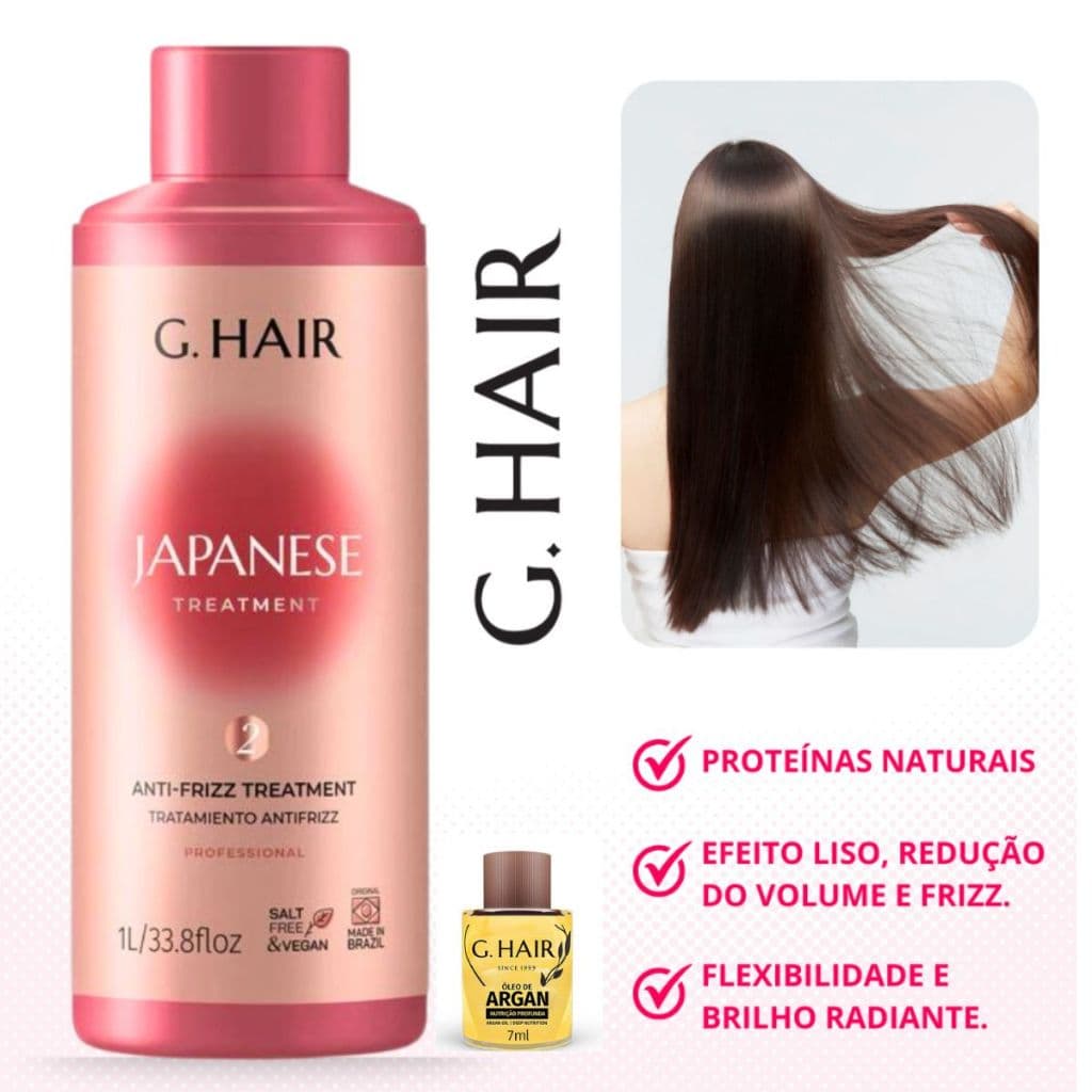 G.Hair - Progressiva Tratamento Japonês Antifrizz Passo 2 + oleo gratis 7ml