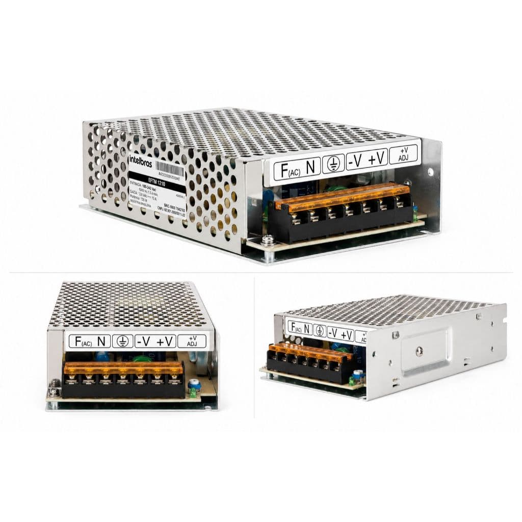 Fonte Intelbras EFM 1210 G2 12V 10A Bivolt para CFTV, Controle de Acesso e Automação