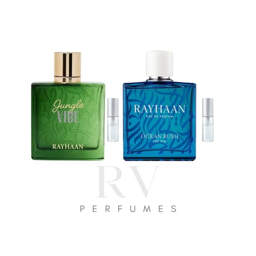 Combo - Rayhaan Jungle Vibe + Rayhaan Ocean Rush - Perfumes Arabes Masculinos Alta Fixação