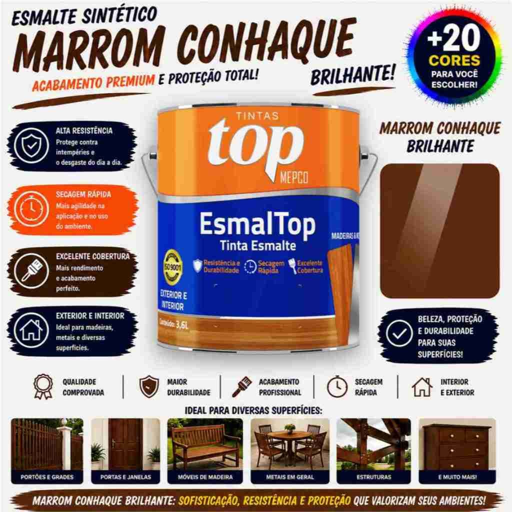 Esmalte Sintético MEPCO 3,6L – Marrom Conhaque | Cobertura Superior, Alto Brilho  Proteção Duradoura