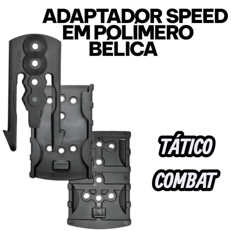 Kit Adaptador Speed Em Polímero Preto Bélica Colete Cinto Coldre