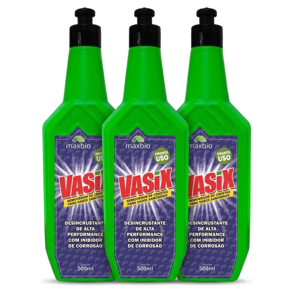 Kit 3 Removedor De Crostas Vasix Vaso Sanitario Cálcio Maxbio Desincrustante Banheiro