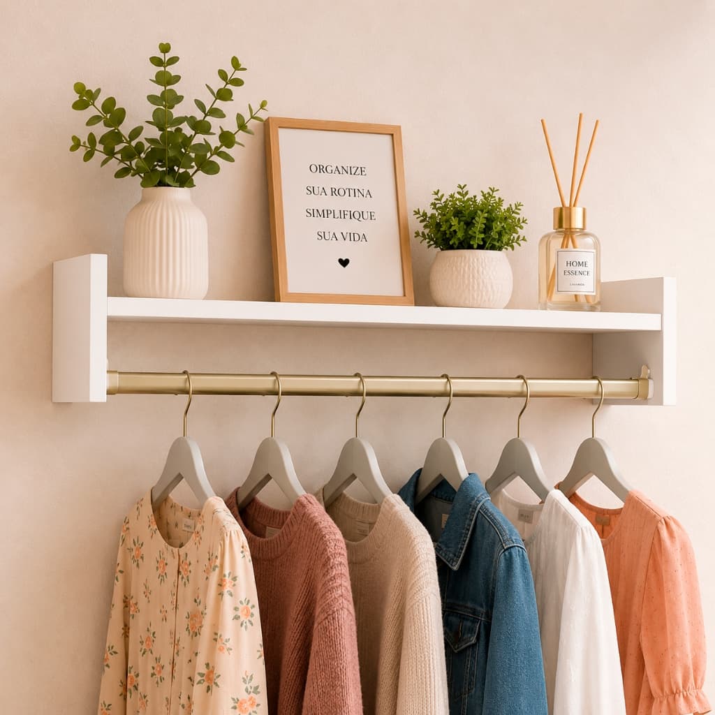 Closet Cabideiro de Parede Arara de Roupas Quarto