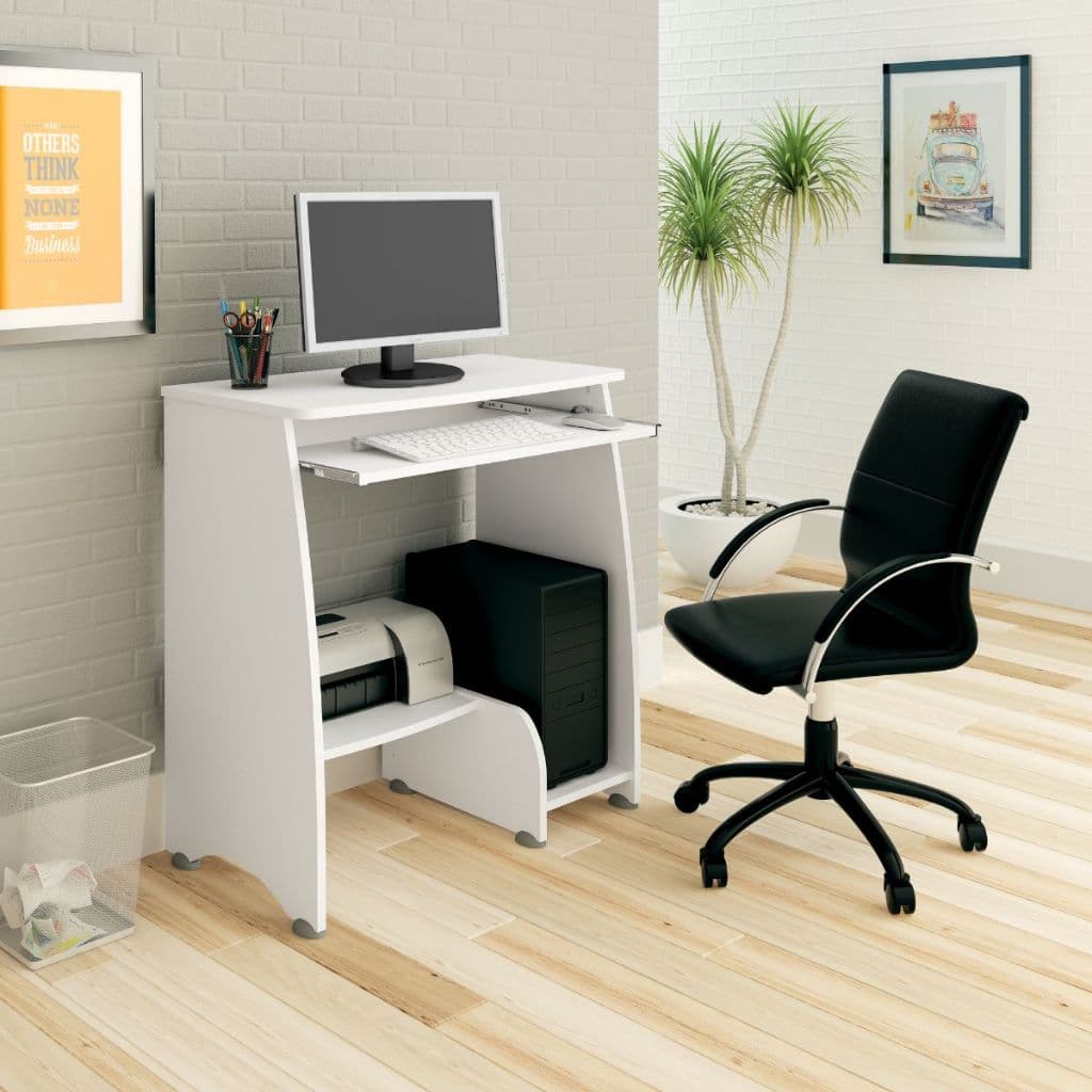 Mesa para Computador Pixel Artely Compacta Home Office Com Prateleira e Espaço para Gabinete