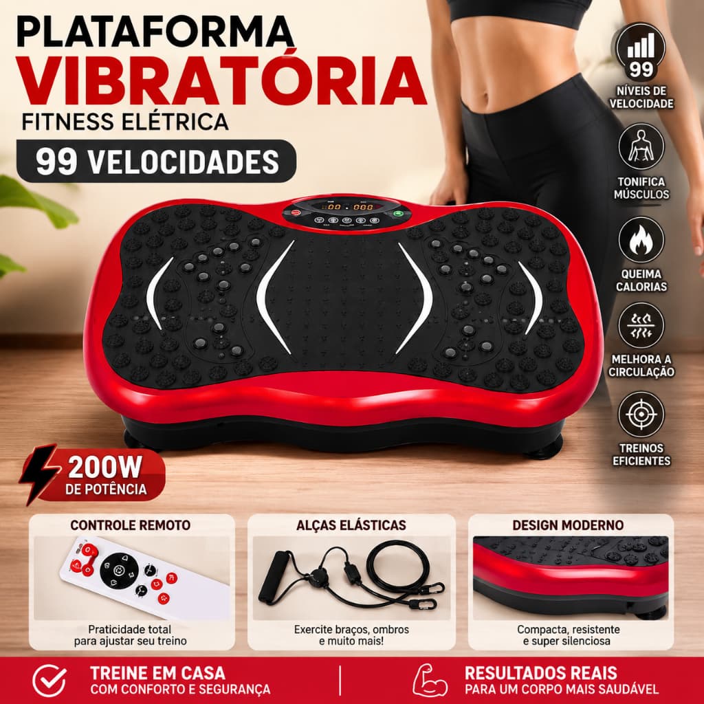 Plataforma Vibratória Slim Fitness Anti Celulite 99 Velocidades Controle Remoto 110V