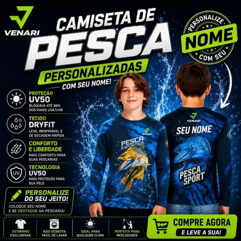 Camisa Infantil Pesca Peixe Dourado Camiseta Proteção Uv50 Pescaria Blusa pesca com Seu nome Tal Pai Tal Filho unissex