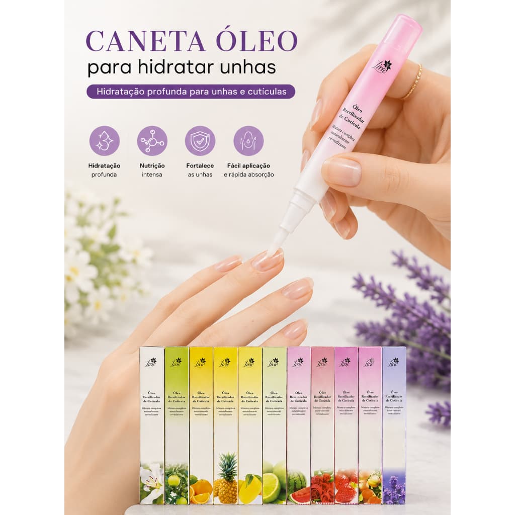 Caneta Óleo Hidratante para Cutículas e Unhas com Fragrância Agradável 3ml