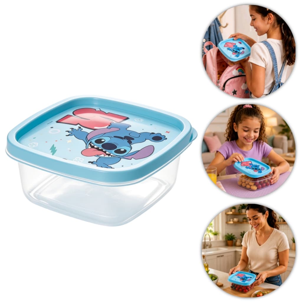 Pote Marmita Stitch 580ml Plástico Livre de BPA Lancheira