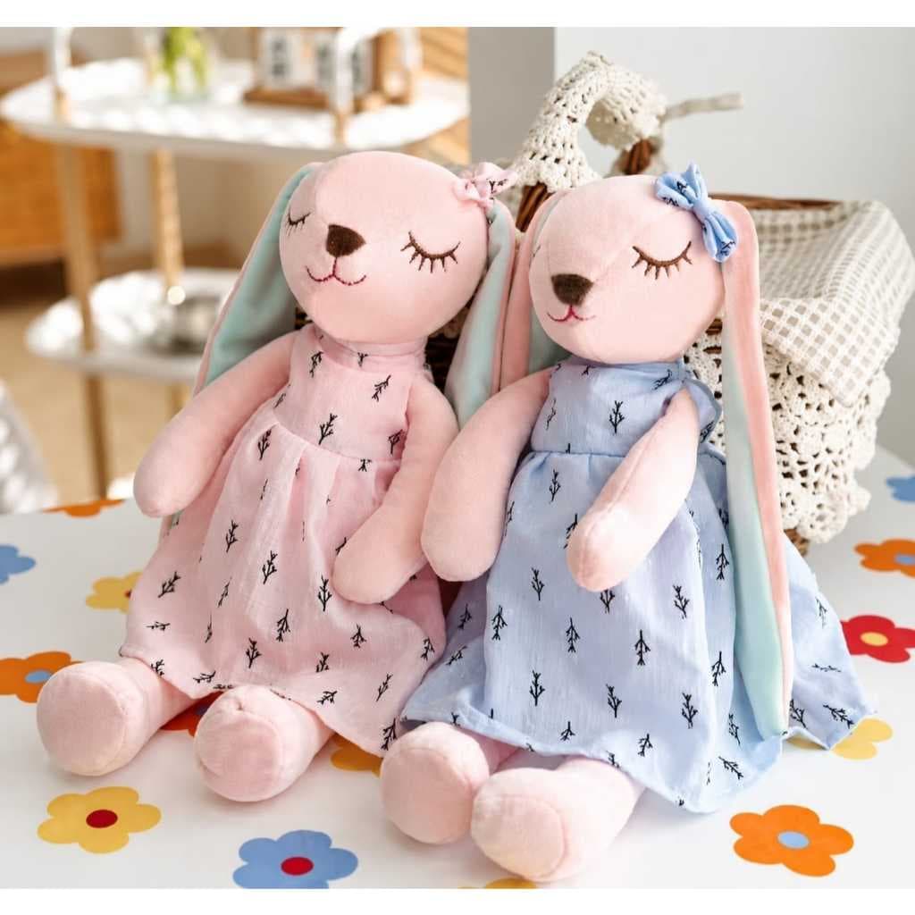 Brinquedo Pelúcia Coelhinha Kawaii Crianças Naninha Quarto de Bebê Super Macio Vestido de Tecido