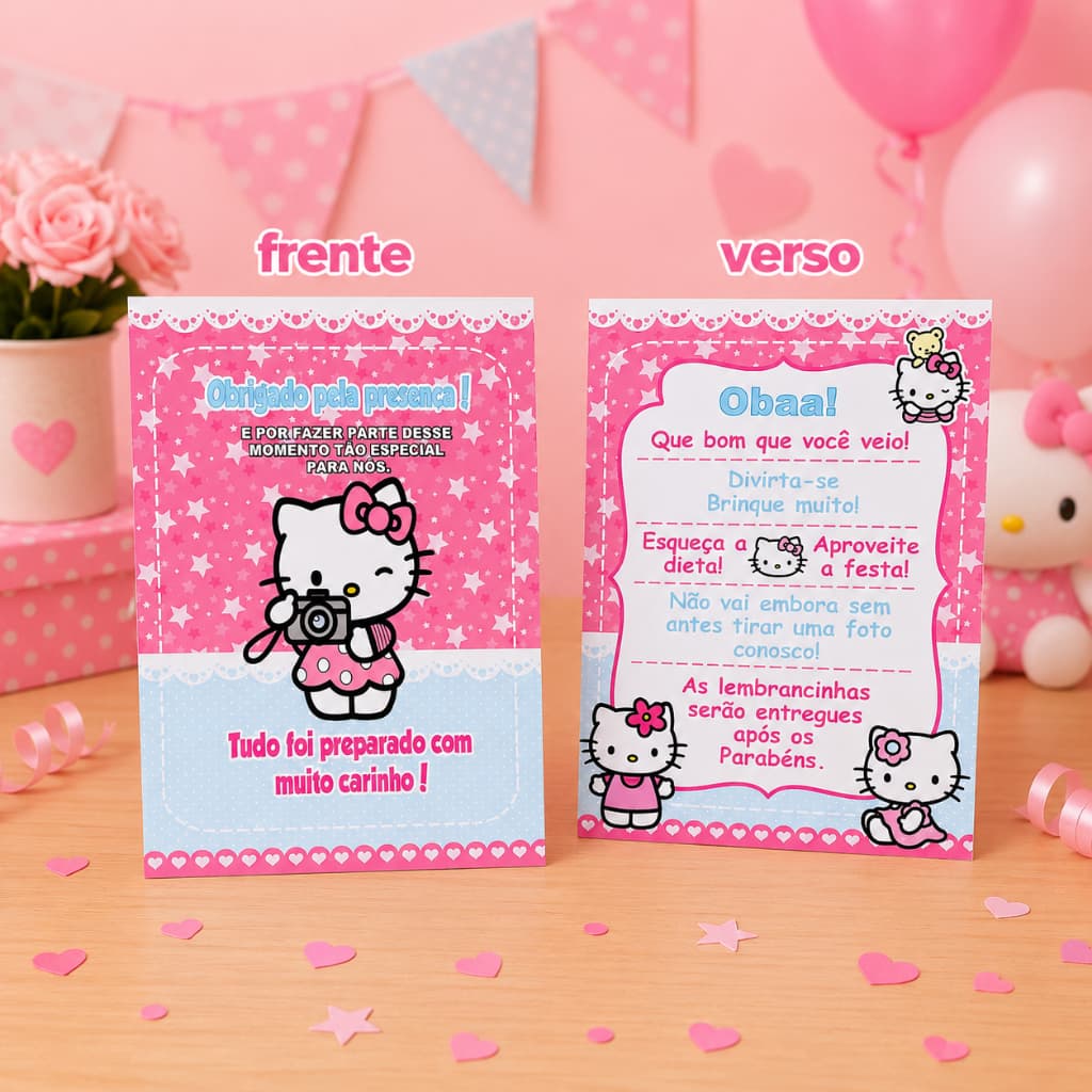 10 a 30 Plaquinsa - Hello Kitty - Decoração de Festa Infantil - Lembrancinhas para festa infantil- Placa agradecimento