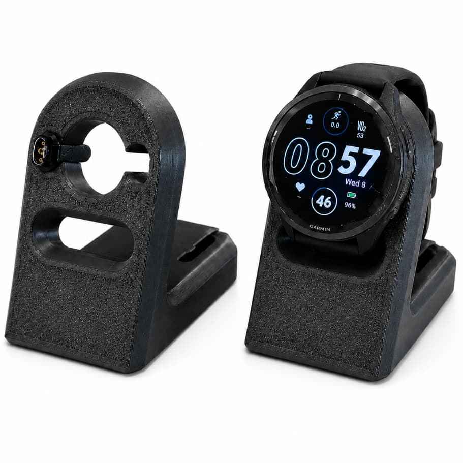 Suporte Base Carregador Mesa Relogio Garmin Smartwatch Carga Estacao Dock Apoio Pedestal Bateria Acessorio Premium Preto