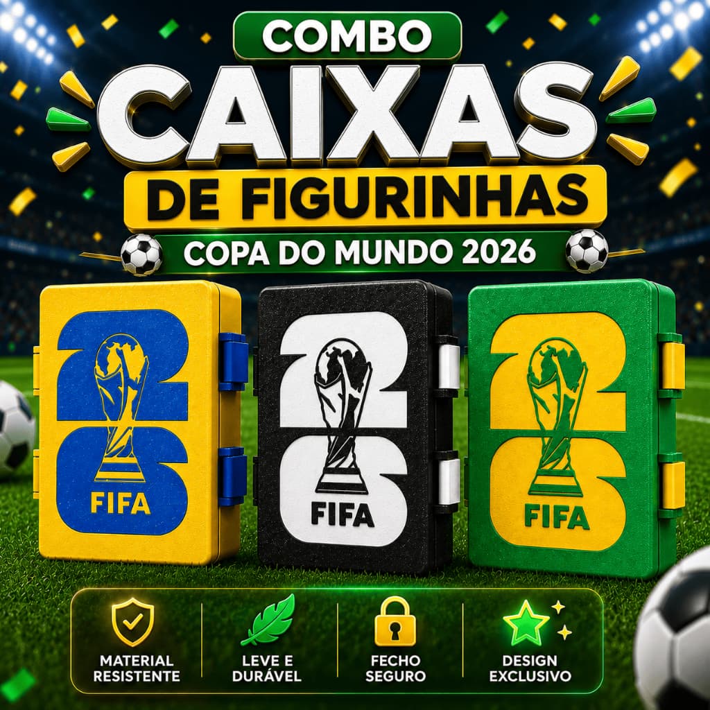 Caixa Porta Figurinhas Copa do Mundo  | Guarda cromos Copa do Mundo 2026 Brasil | Figurinhas Futebol
