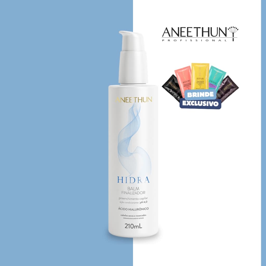 Balm Finalizador Hidra Aneethun 210ml Ácido Hialurônico Proteção Térmica Anti Frizz Ressecados