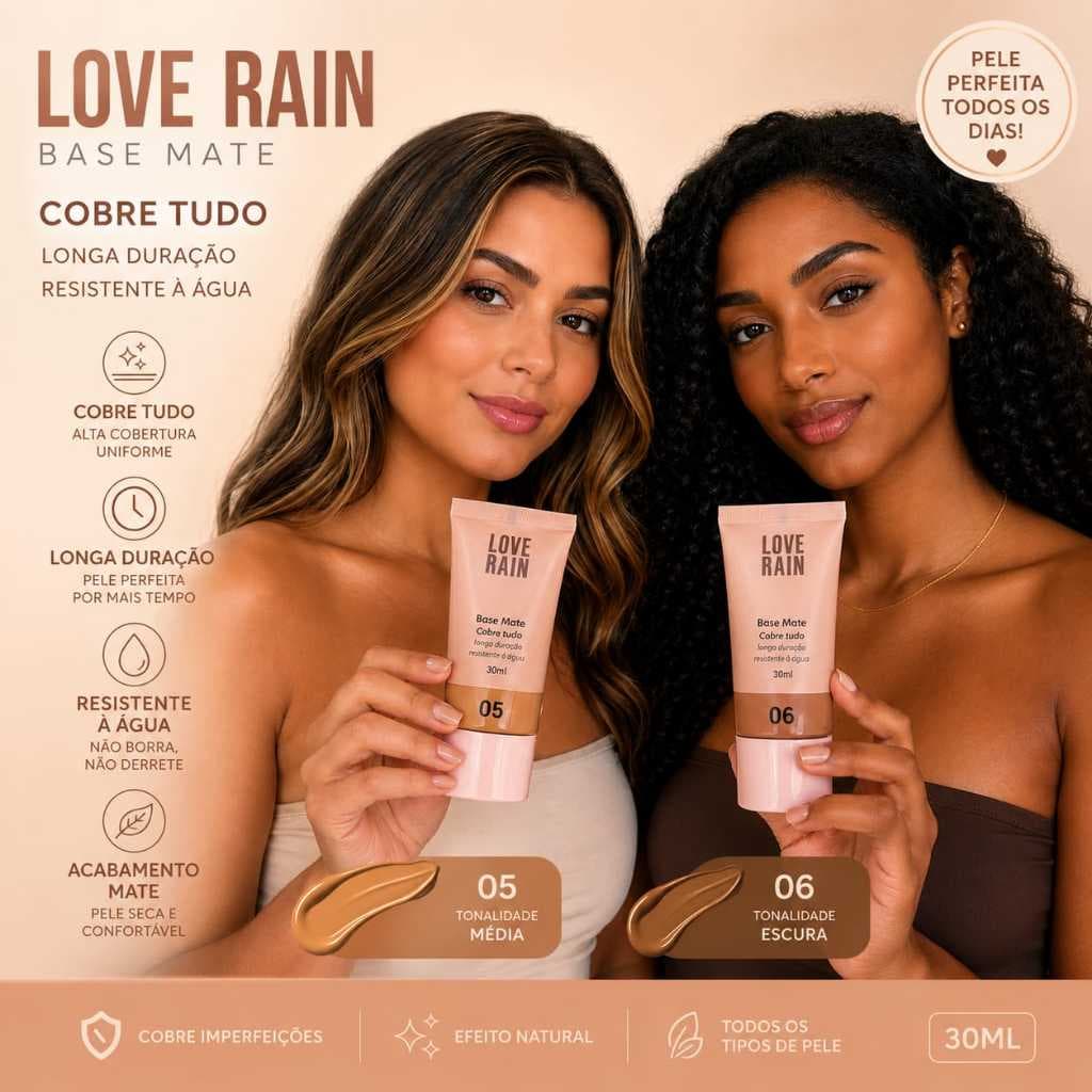 Base mate Love Rain 30ml Cobre Tudo CORES 05/06