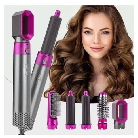 Escova Secadora Modeladora 5 em 1 Profissional Alisa Cachos Kit Completo Secador de Cabelo