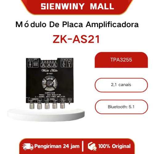 - AS21 2.1 Canais TPA3255 Módulo De Placa Amplificadora De Potência Digital Bluetooth Subwoofer De Tom Alto E Baixo 220W