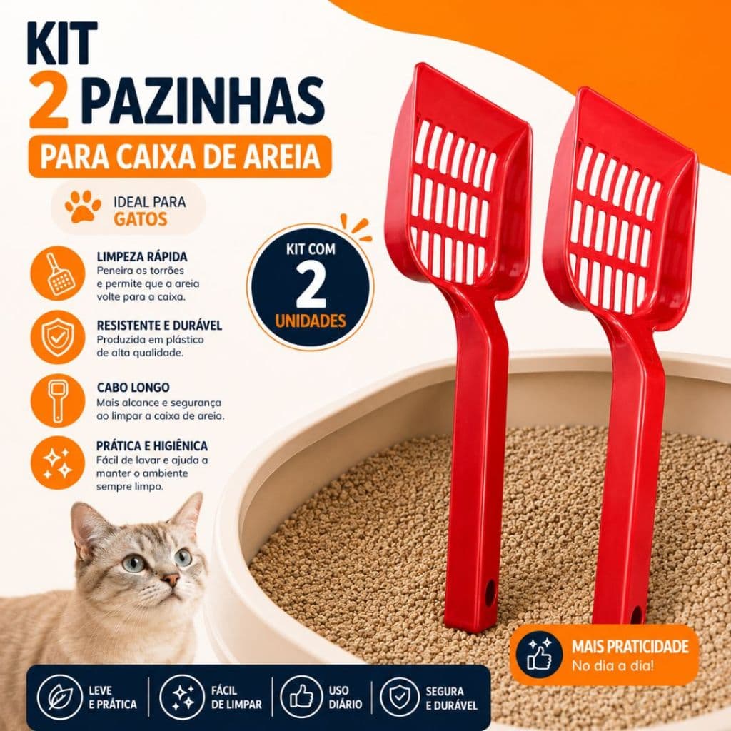 Kit pazinha higiênica para limpeza de caixa de areia de gatos pet