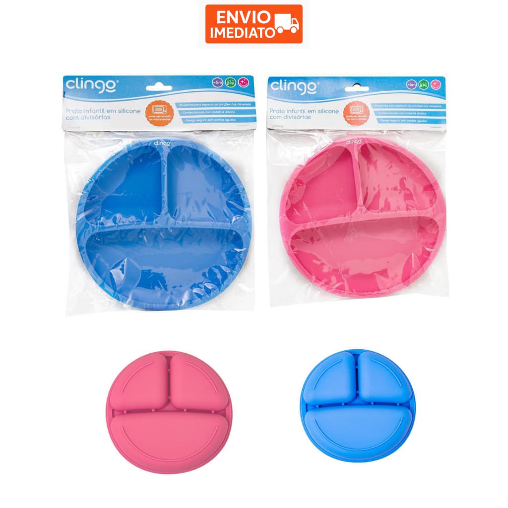 Pratinho Infantil Buba de Silicone Infantil Alimentacao Bebe Prato Azul Rosa Menino Menina