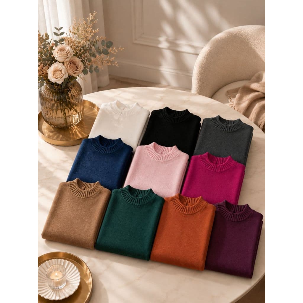 Blusa de Frio Tricô Suéter Gola Redonda Modal Feminina Blogueira Tricot Básica