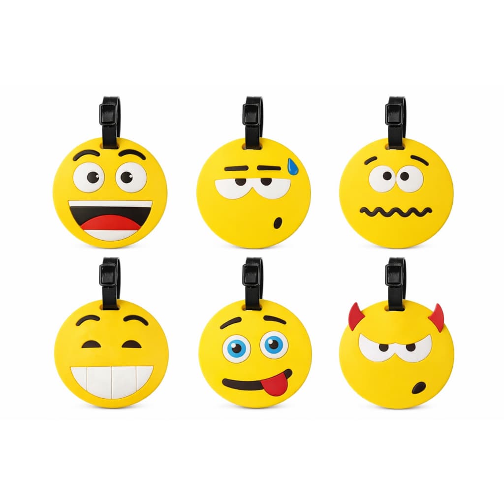 KIT com 3 Tag Identificador de etiqueta de Mala e Bagagem  Viagem e Mochila– emborrachado emoji- resitente a água