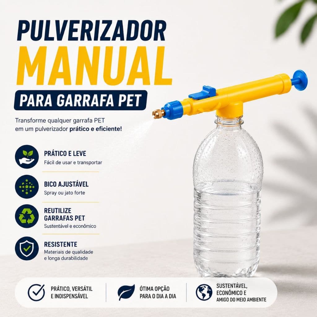 Pulverizador Manual Para Garrafa Pet Com Bico Regulável Borrifador Manual Jardinagem Adaptável