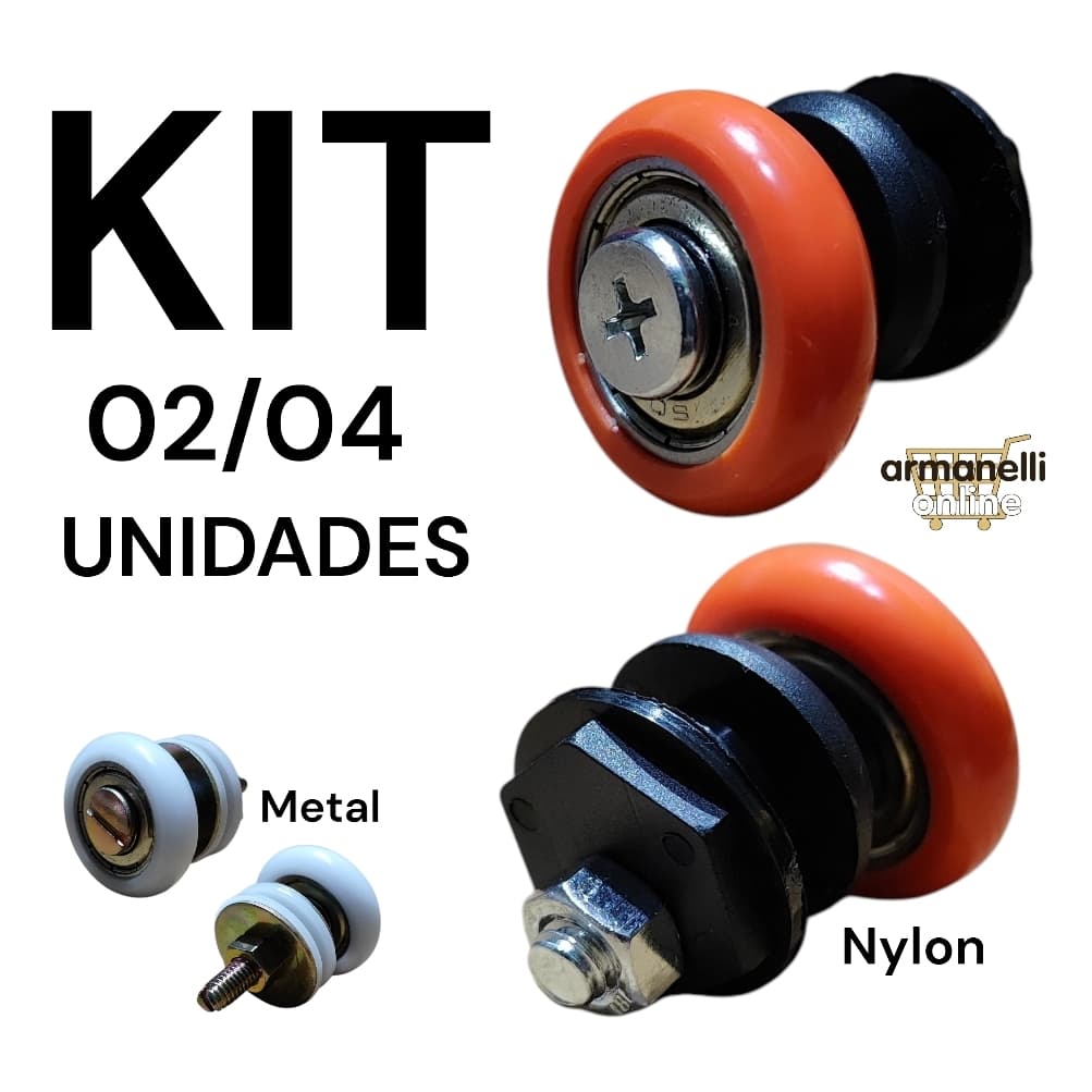 Kit 02/04 Roldanas Box Janela E Portas De Vidro Blindex Metal/Nylon