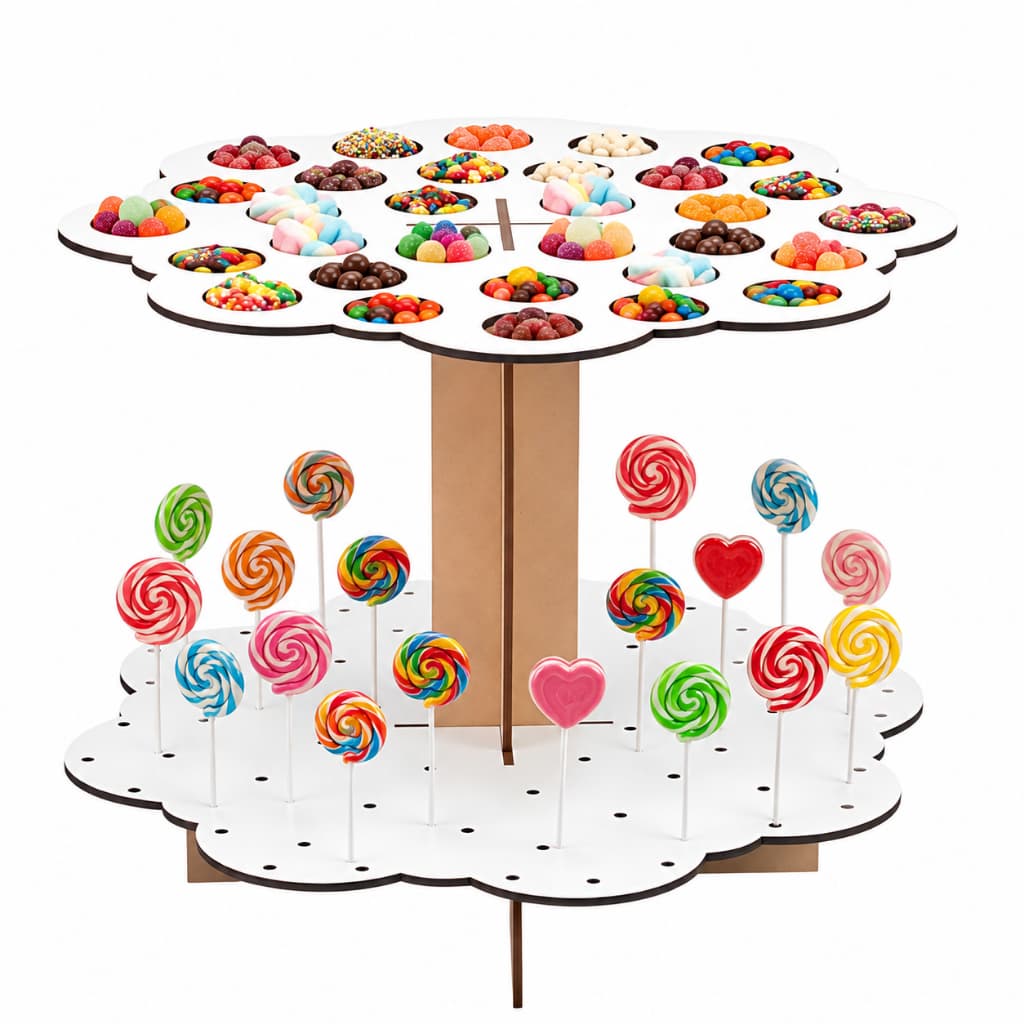 Suporte Porta Doces e Balas Piruliteiro Escadinha 5 Andares MDF Cru