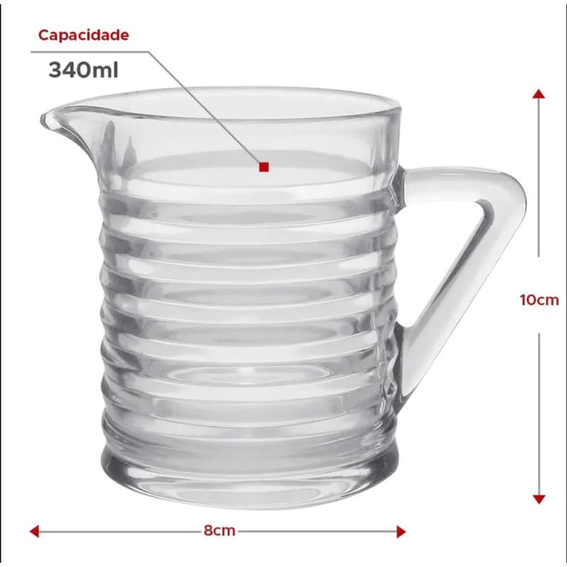 Jarra Leiteira Vidro Colmeia Café Manhã Transparente 340ml - Lyor