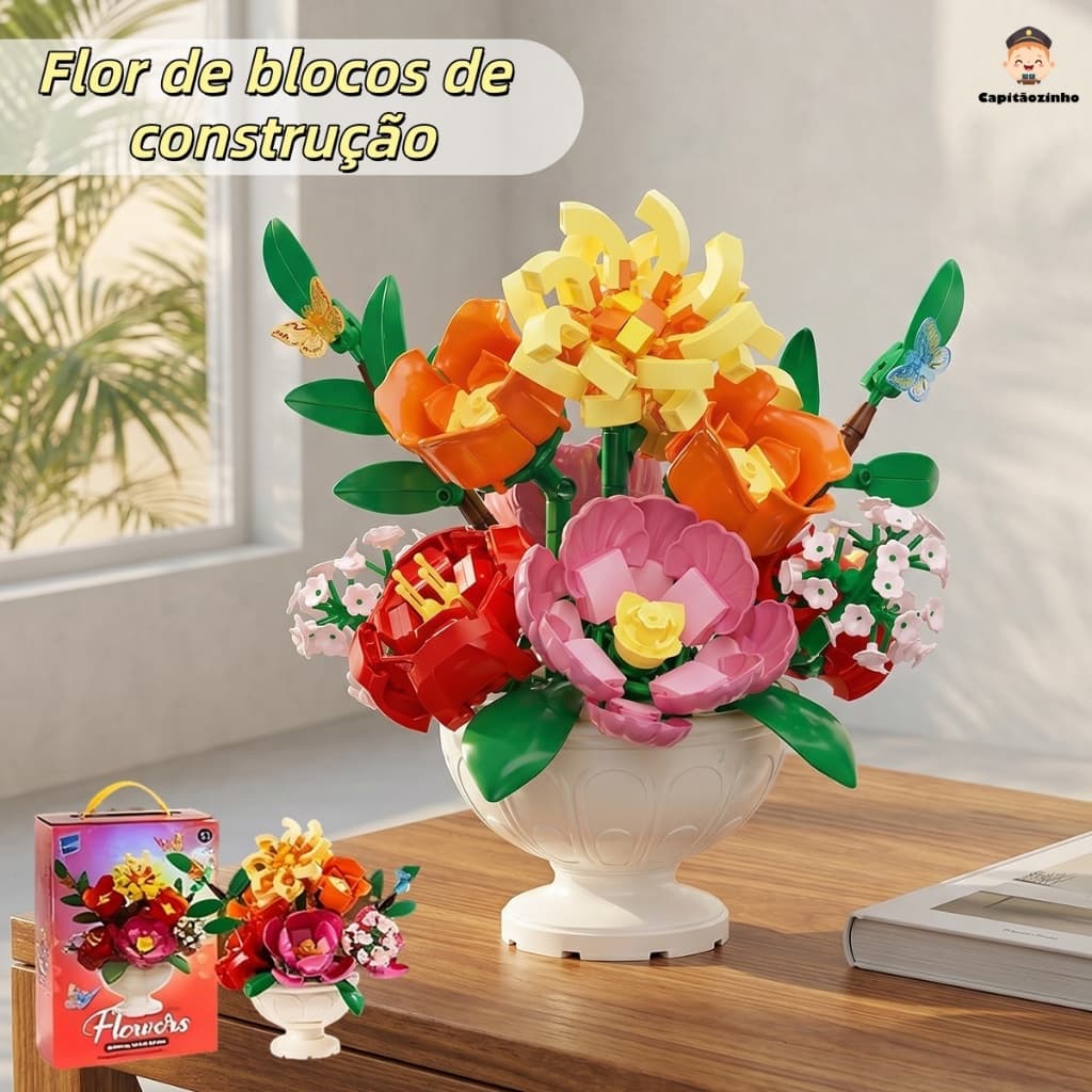 Super Fofo Flores Preservadas, Mini Blocos de Construção, Decoração para Casa, Presente Criativo