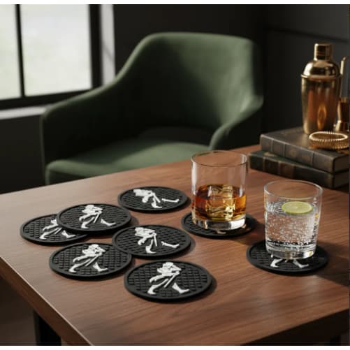 Kit 4 Porta Copos Bolacha Barmat Para Mesa Bar Balcao Suor Chopp Whisky Cerveja Protege Moveis