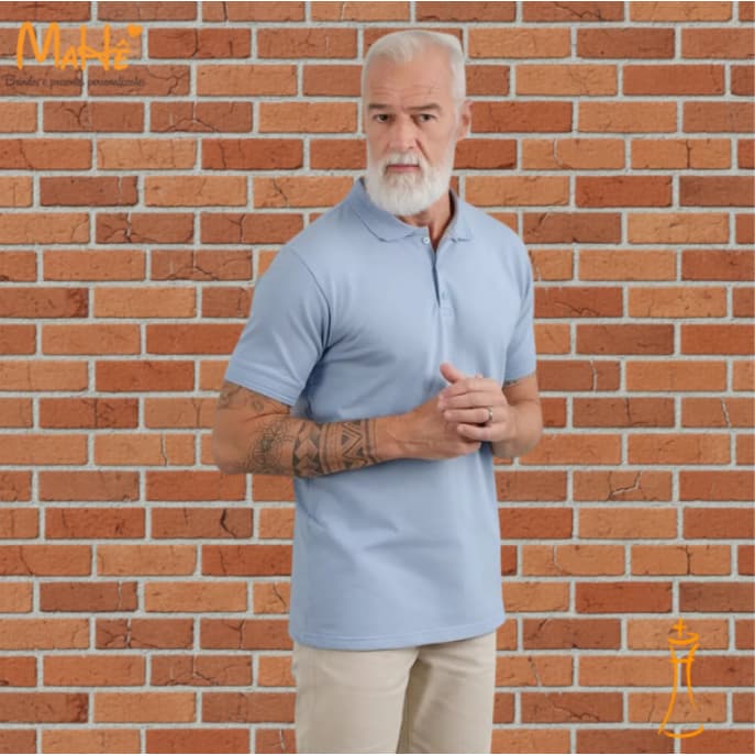 Camisa Polo Piquet Sibra Azul Claro
