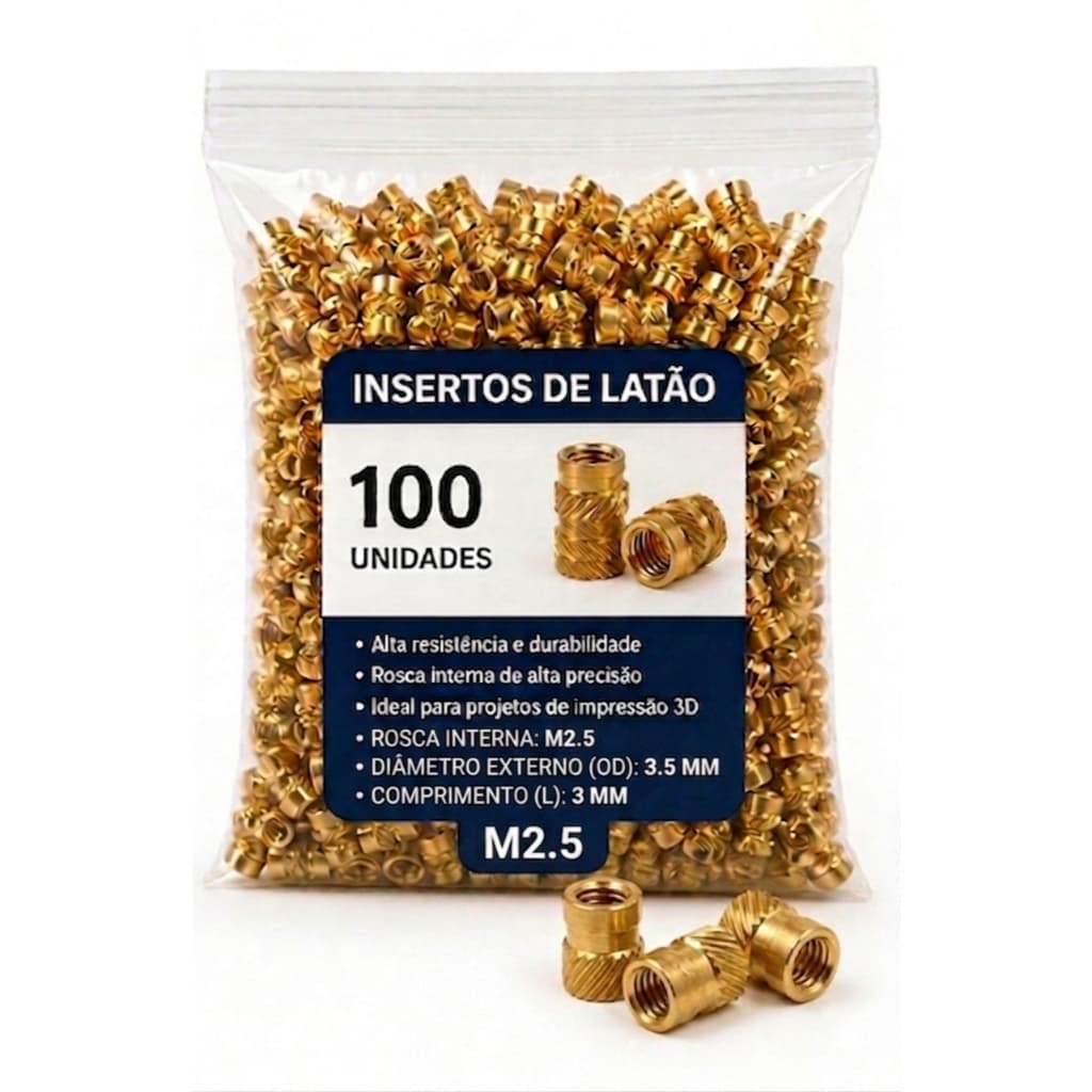 Inserto Metálico De Rosca M2.5 Impressões 3D Kit 100unidades