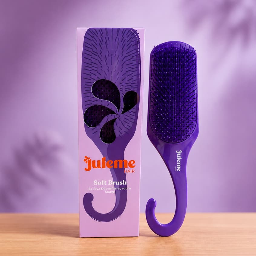 Escova de Cabelo Feminina Raquete Anti Frizz Ju Leme Hair Macia