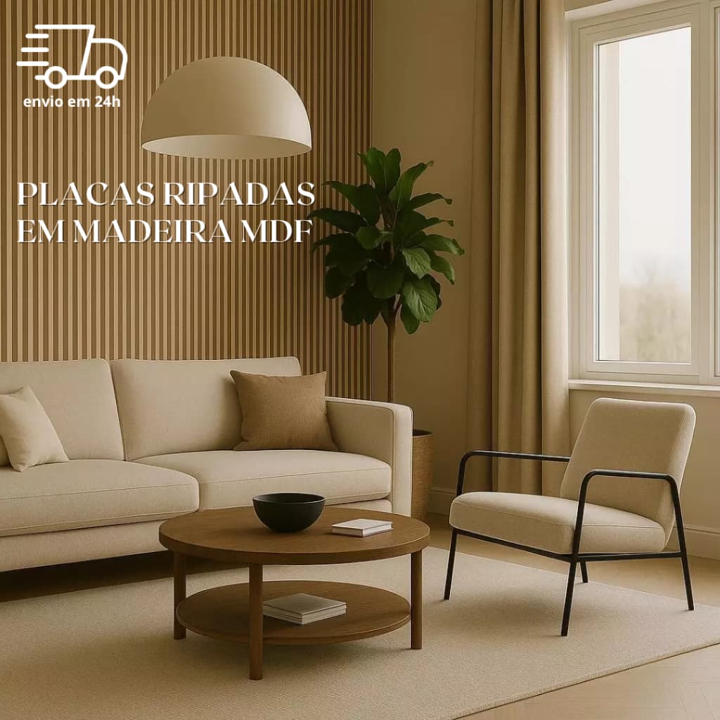Kit Até 200 Placas Ripados Madeira Autocolante Qualidade Premium MDF 45x10 Sala Tv Quarto Escritório