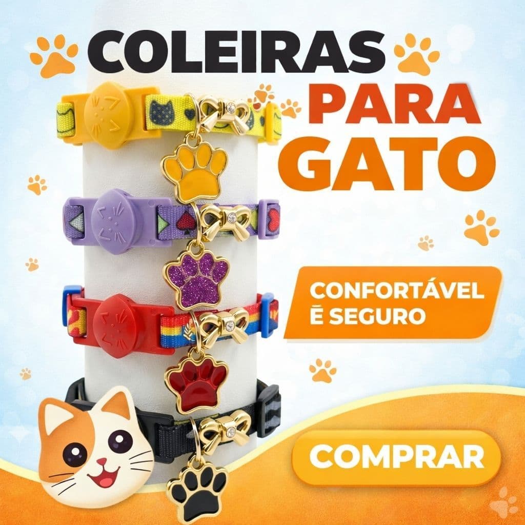 Conj 3 Coleira Gato e Pinscher Ajustável Elástica Anti Enforcamento Pet Cores Cachorro Ajustavel