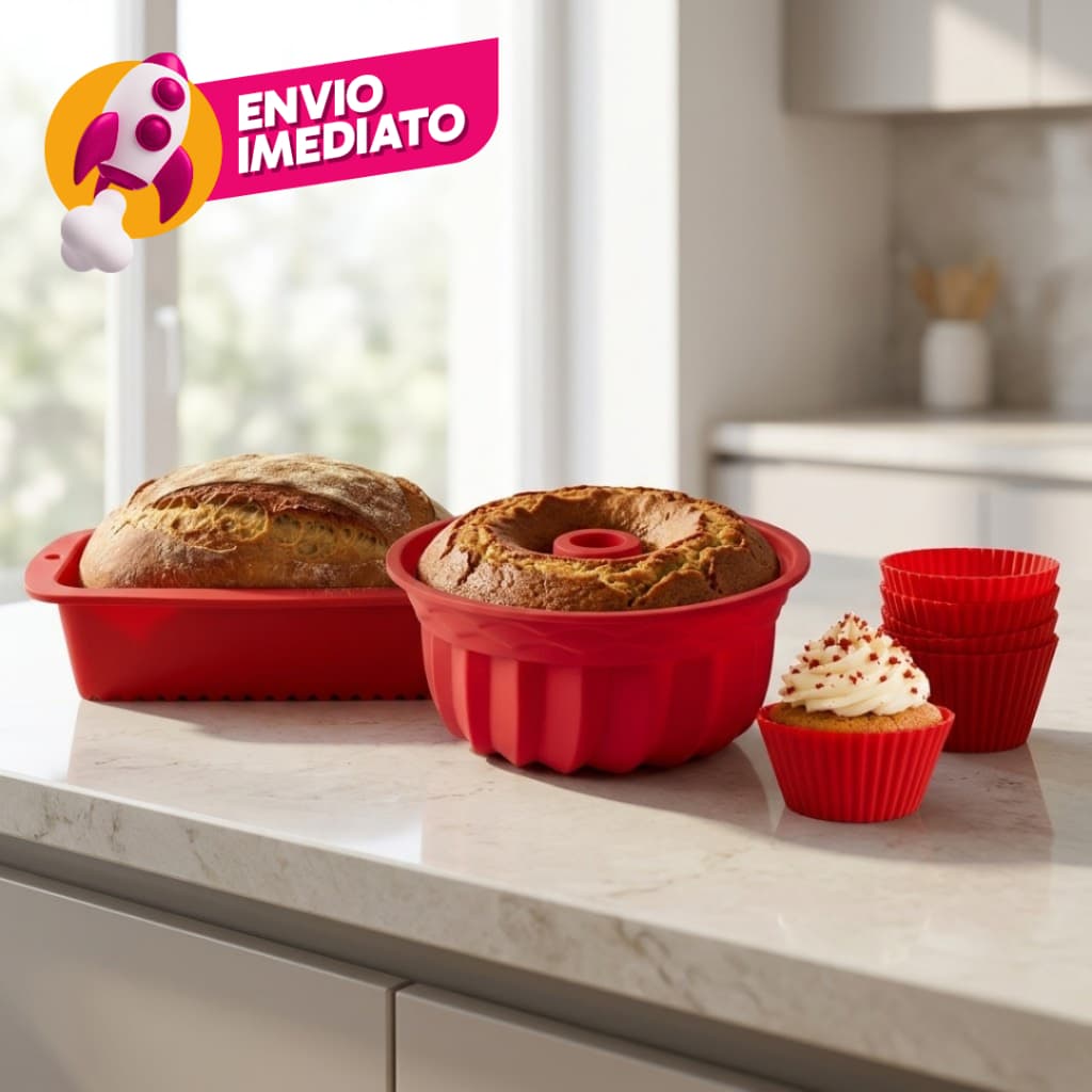 Jogo Forma Silicone Para Pão Pudim Cupcake Antiaderente Microondas Forno Air Fryer Sobremesa Natal