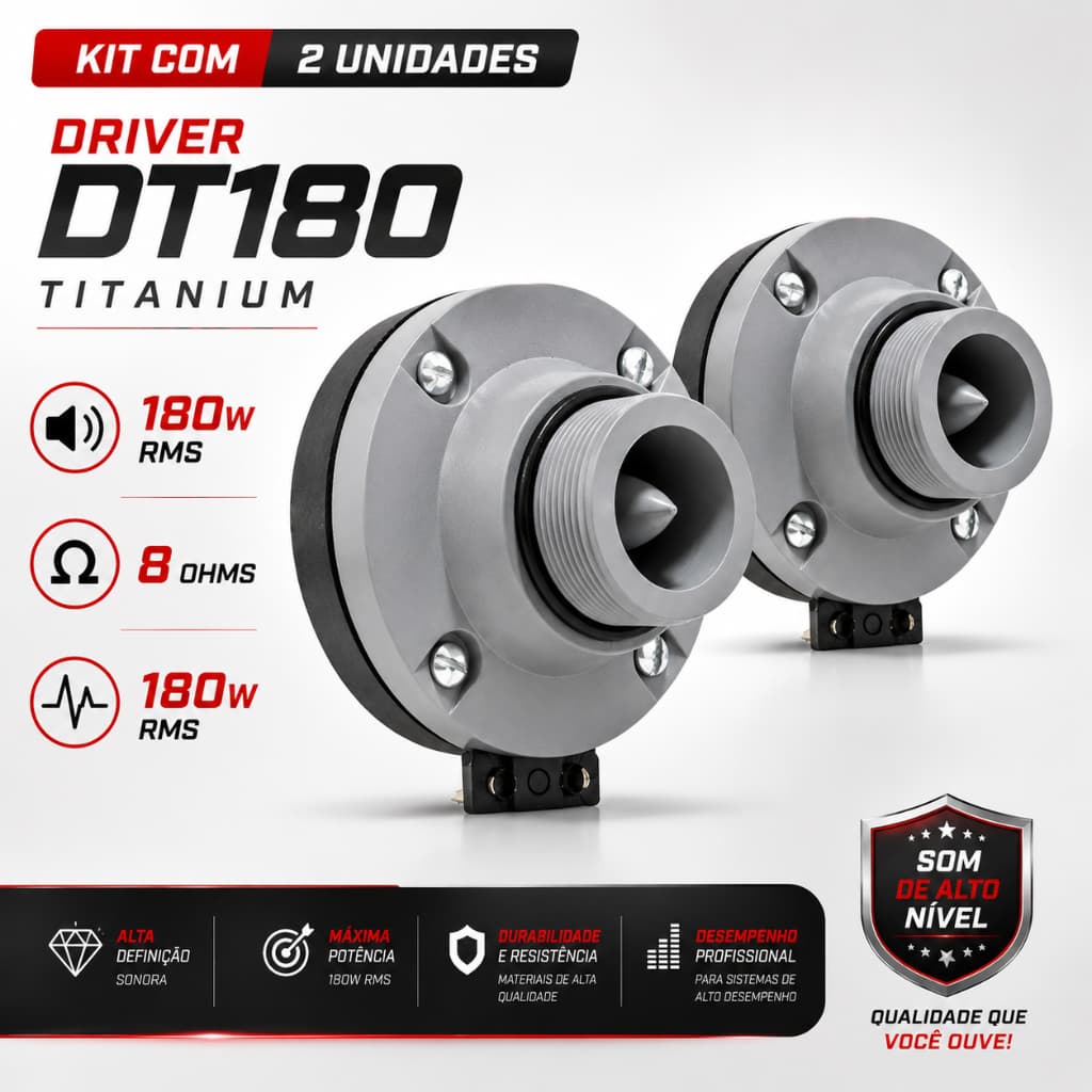 Kit 2 Driver Musicall Dti180 Pro Titanium 90w Rms Dt 180 8 Ohms Para Som Profissional Som Automotivo