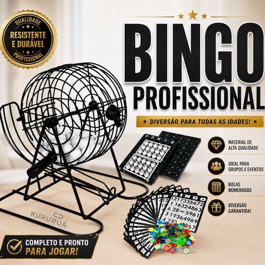 Kit de Bingo com Roleta Giratória e Fichas Brinquedo Divertido
