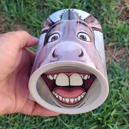 Caneca de cerâmica burro bocão - divertida - personagem - presente divertido - envio imediato - poucas unidades