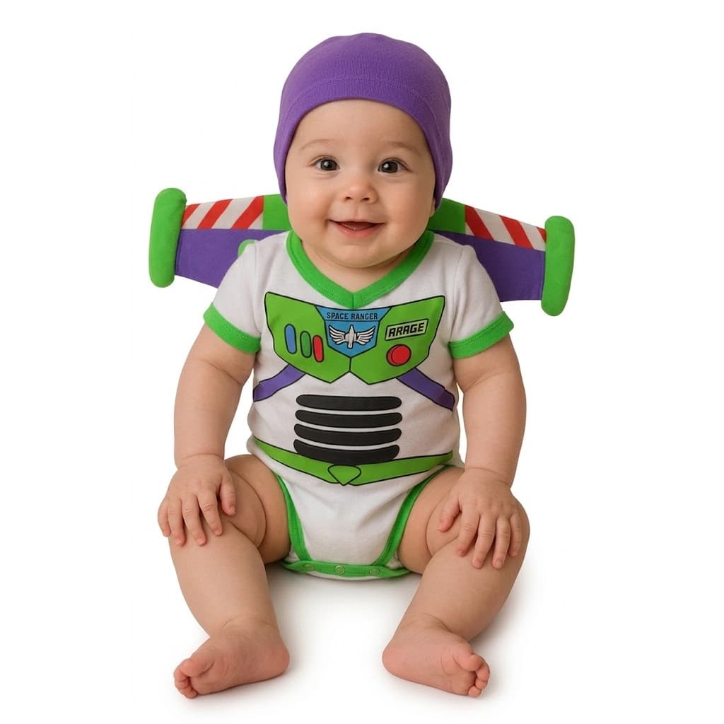 Body Infantil Buzz Lightyear Bebê | Fantasia Toy Story Festa Ensaio Fotográfico Roupa Temática