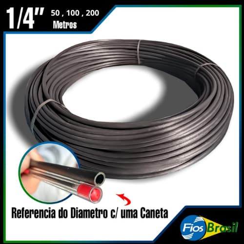 50 , 100 ou 200 Metros - MICROTUBO 1/4 Para Irrigação e Aspersão, Flexível, Plantação - 6mm Externo x 4mm