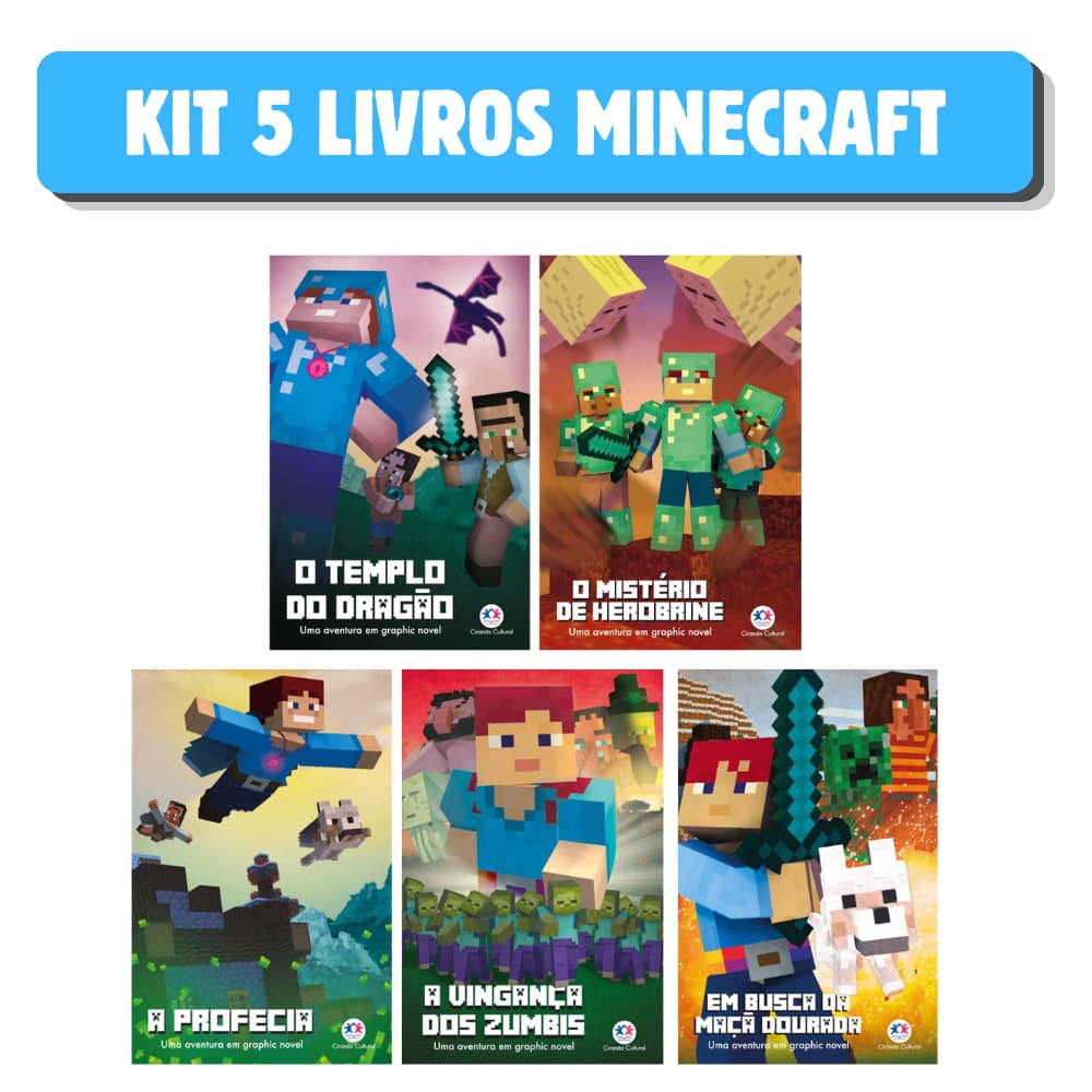 Kit 5 Livros Minecraft - Histórias em quadrinhos - HQs