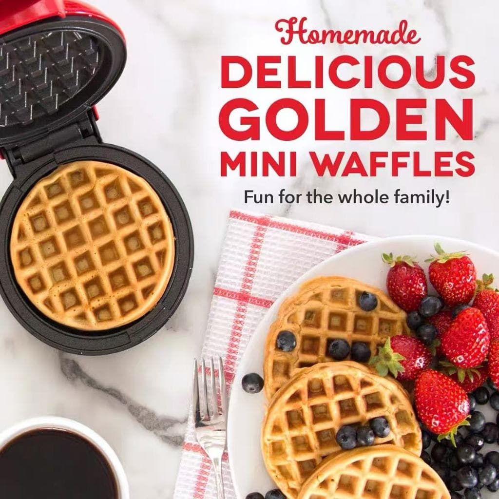 Mini Máquina de Waffle Elétrica Antiaderente Bivolt 110V/220V para Uso Doméstico