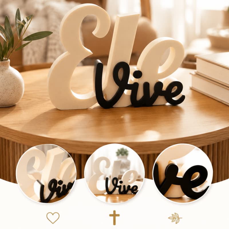 Placa Decorativa Ele Vive Letreiro Religioso Cristão Ideal Sala Quarto Escritório Presente